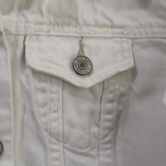 Old Navy White Semi Distressed Denim Jacket Small Size - Picture 7 of 9